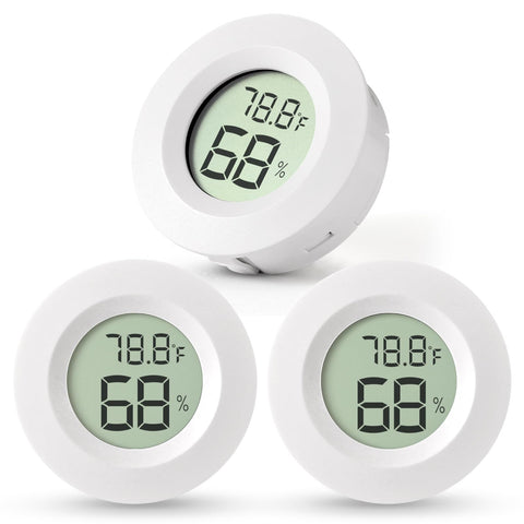 Atogou mini hygrometer front view with humidity and temperature readout for quick room checks.
