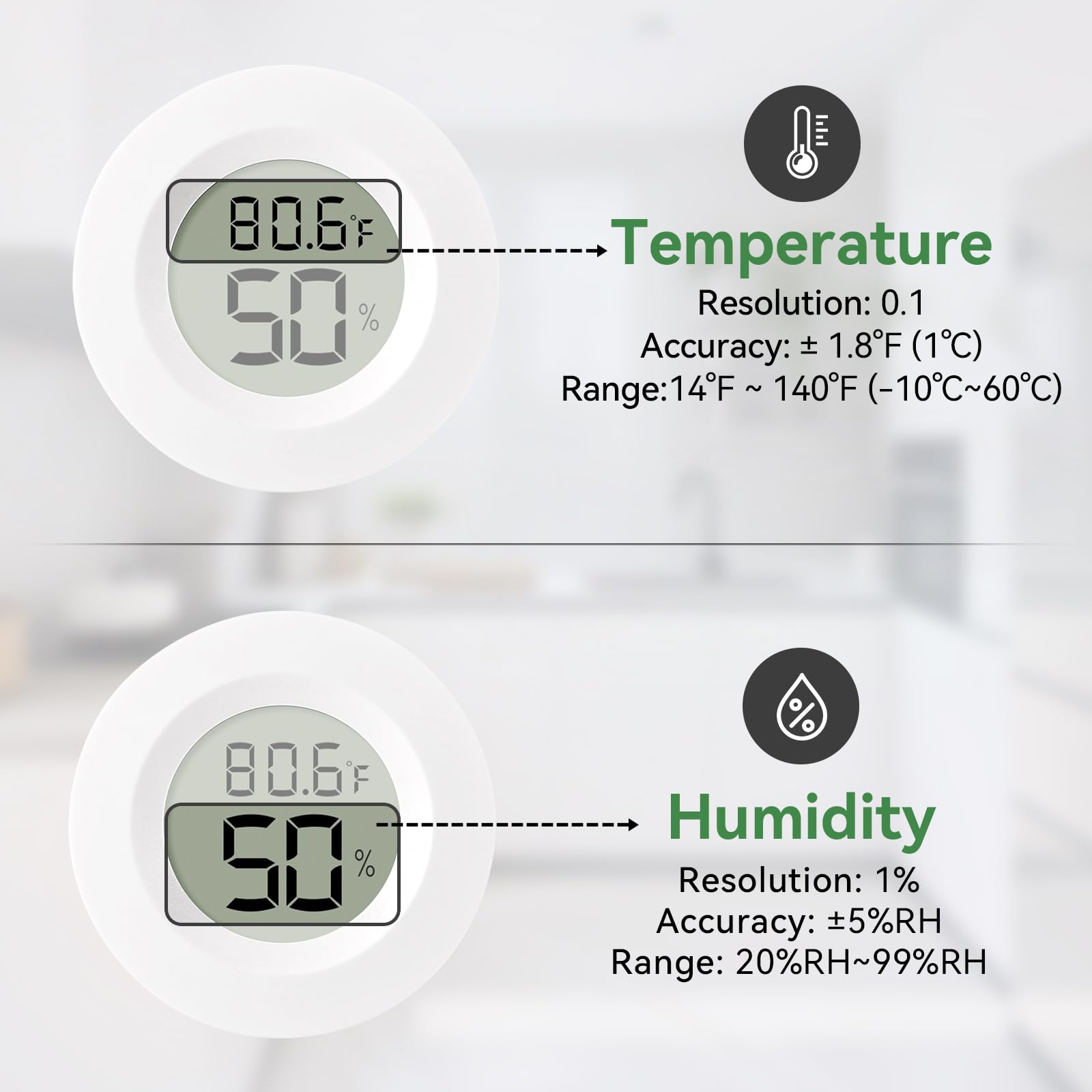 Compact Atogou hygrometer fits tight spaces like terrariums and drawers.