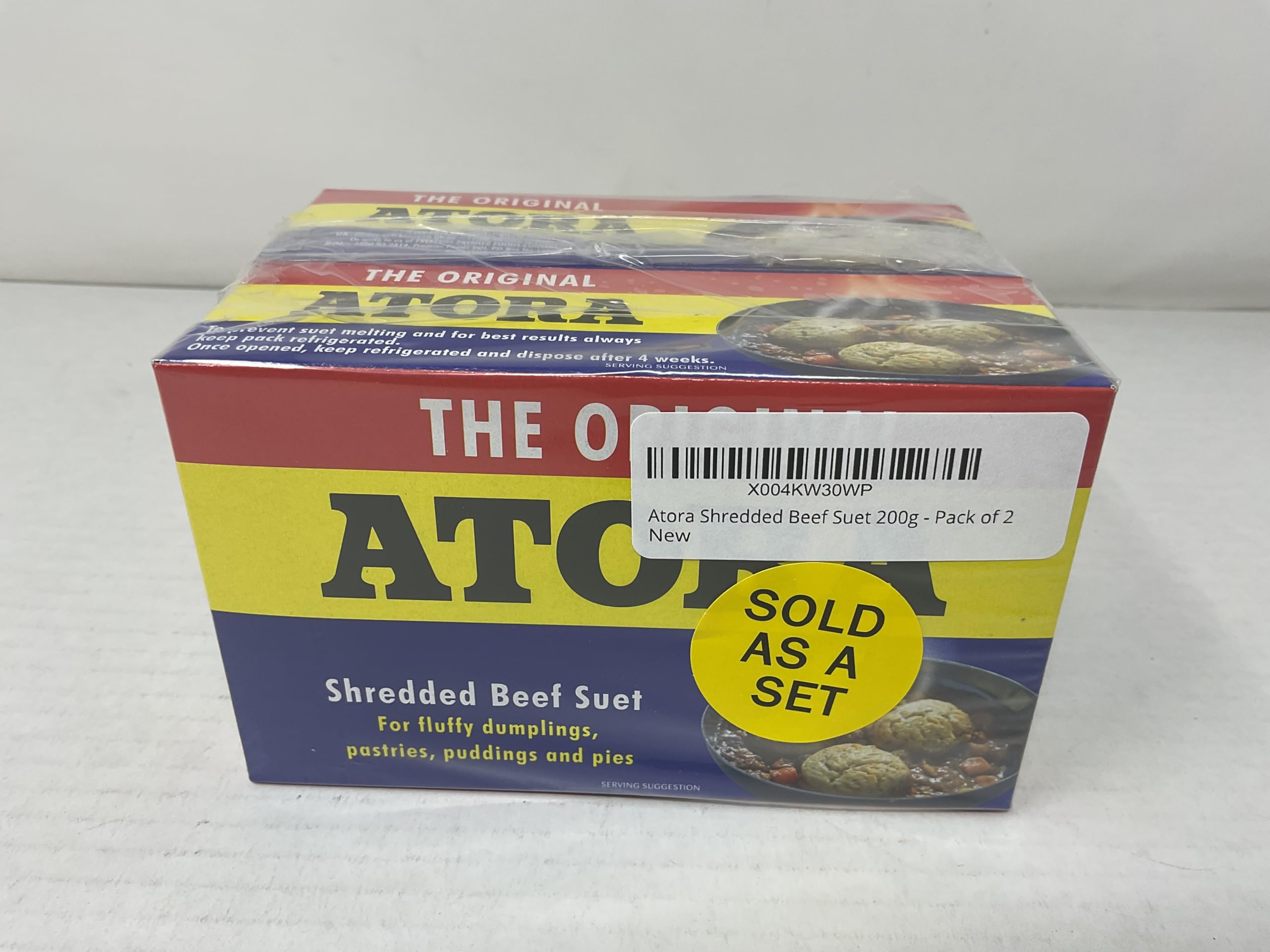 The Atora Shredded Beef Suet 200g pack-2 two-pack pantry display