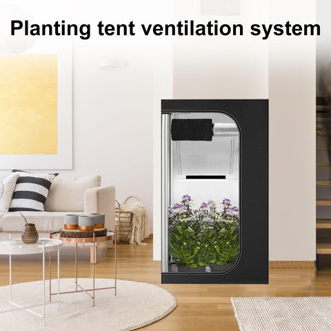 Atour 4in air filtration kit in tent setup for indoor growing