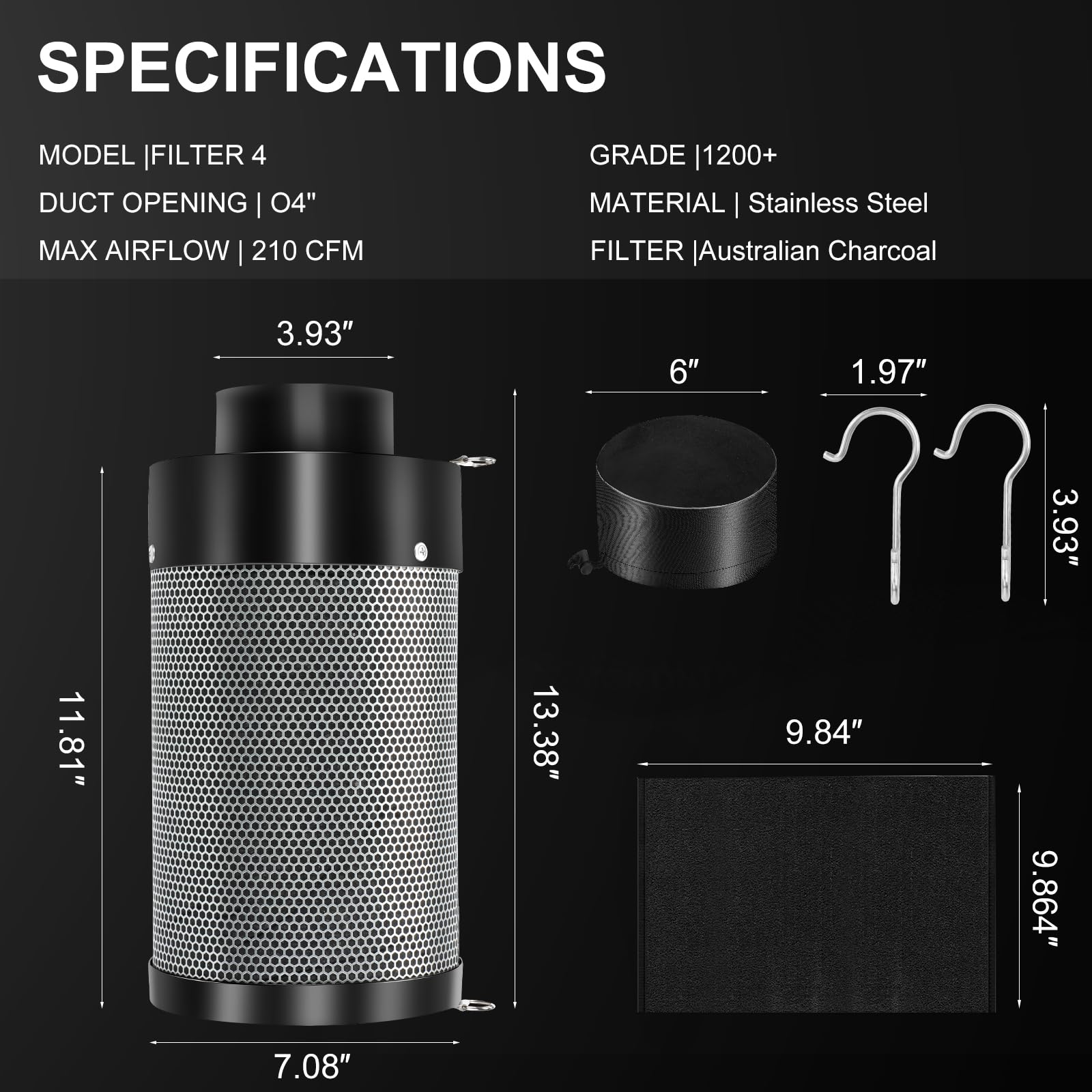 ATOUR removable pre-filter traps dust before charcoal for longer life.