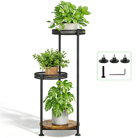 Atpddpey 3-tier plant stand angle view for corner display and easy plant organization.
