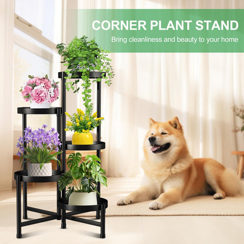 Atpddpey plant stand close-up of removable trays and sturdy iron construction.