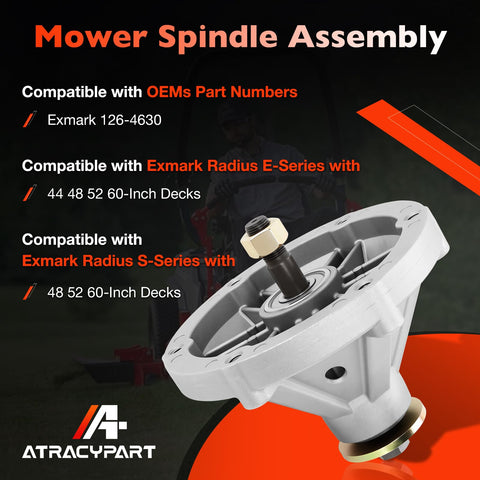 ATRACYPART Exmark Radius E spindle 44-60 improves balance for clean mowing.