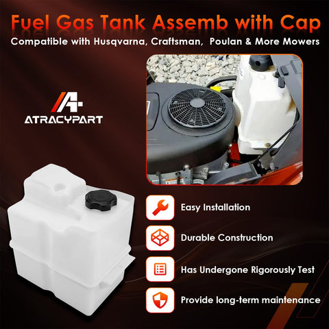 ATRACYPART fuel tank front view highlighting durable construction and fit.