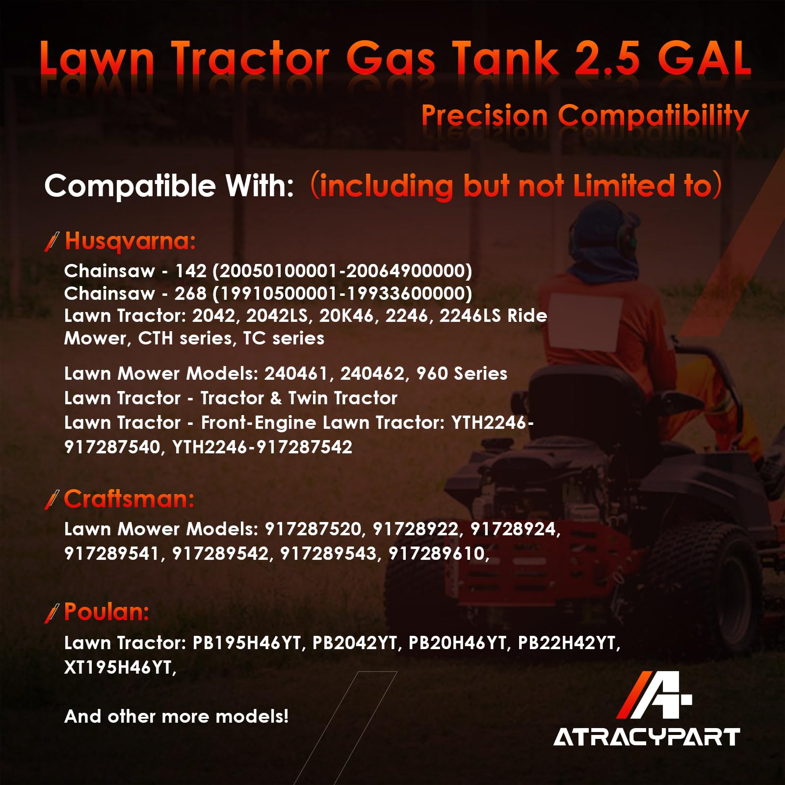 ATRACYPART fuel tank side view emphasizing compatibility and easy install.