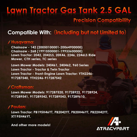 ATRACYPART fuel tank side view emphasizing compatibility and easy install.