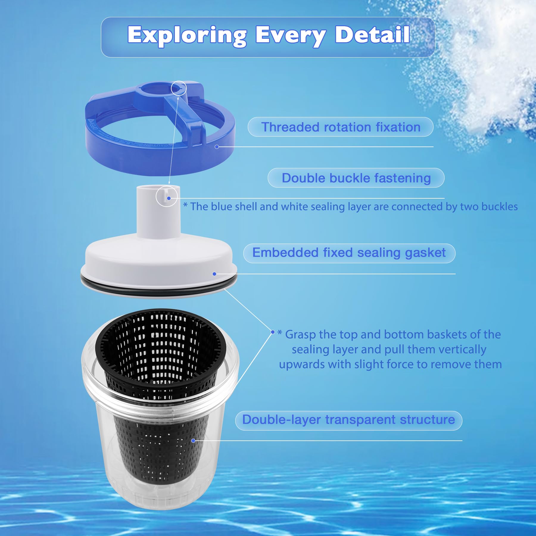 ATRACYPART inline leaf catcher black inner basket buffers debris for efficient filtration