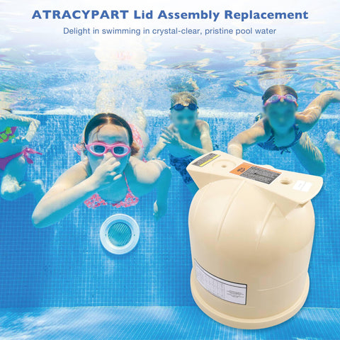 ATRACYPART lid installation shown in outdoor pool setting demonstrates durability