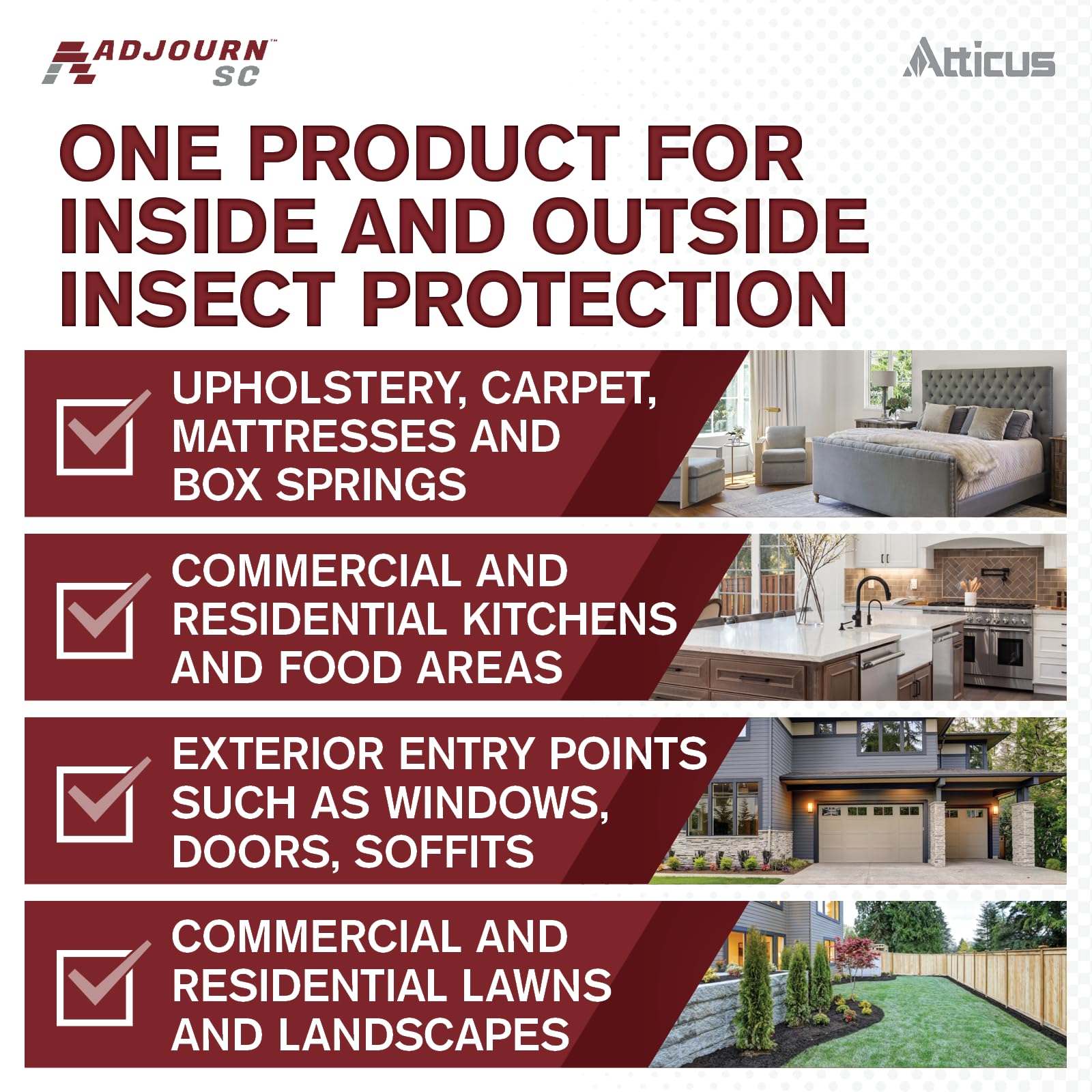 Indoor kitchens and living areas protected by Adjourn SC.