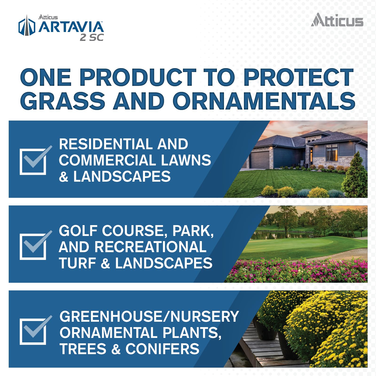 Atticus Artavia turfgrass protection highlights extended protection intervals.