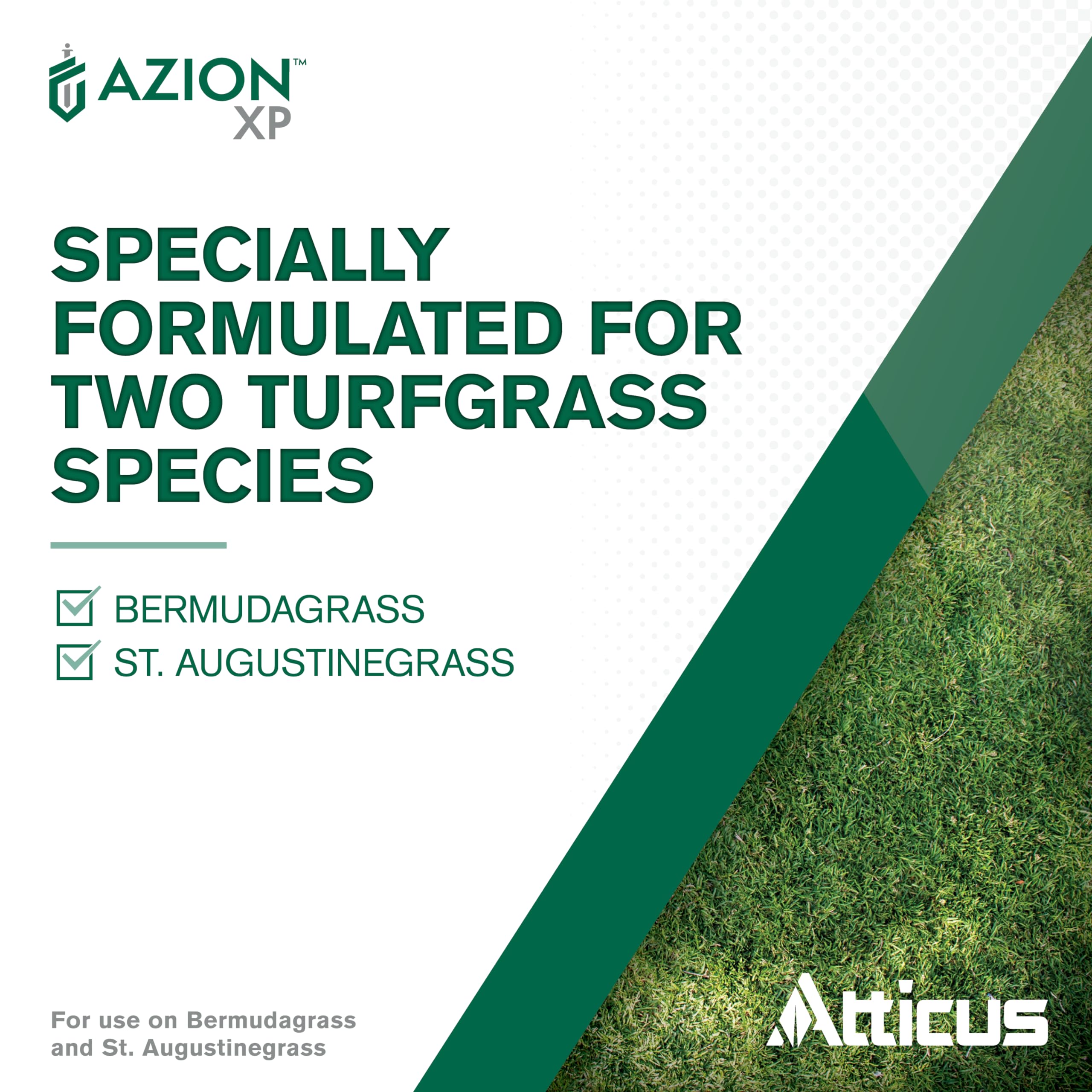 Spray mist applying Atticus Azion XP on turf showing targeted postemergence weed control