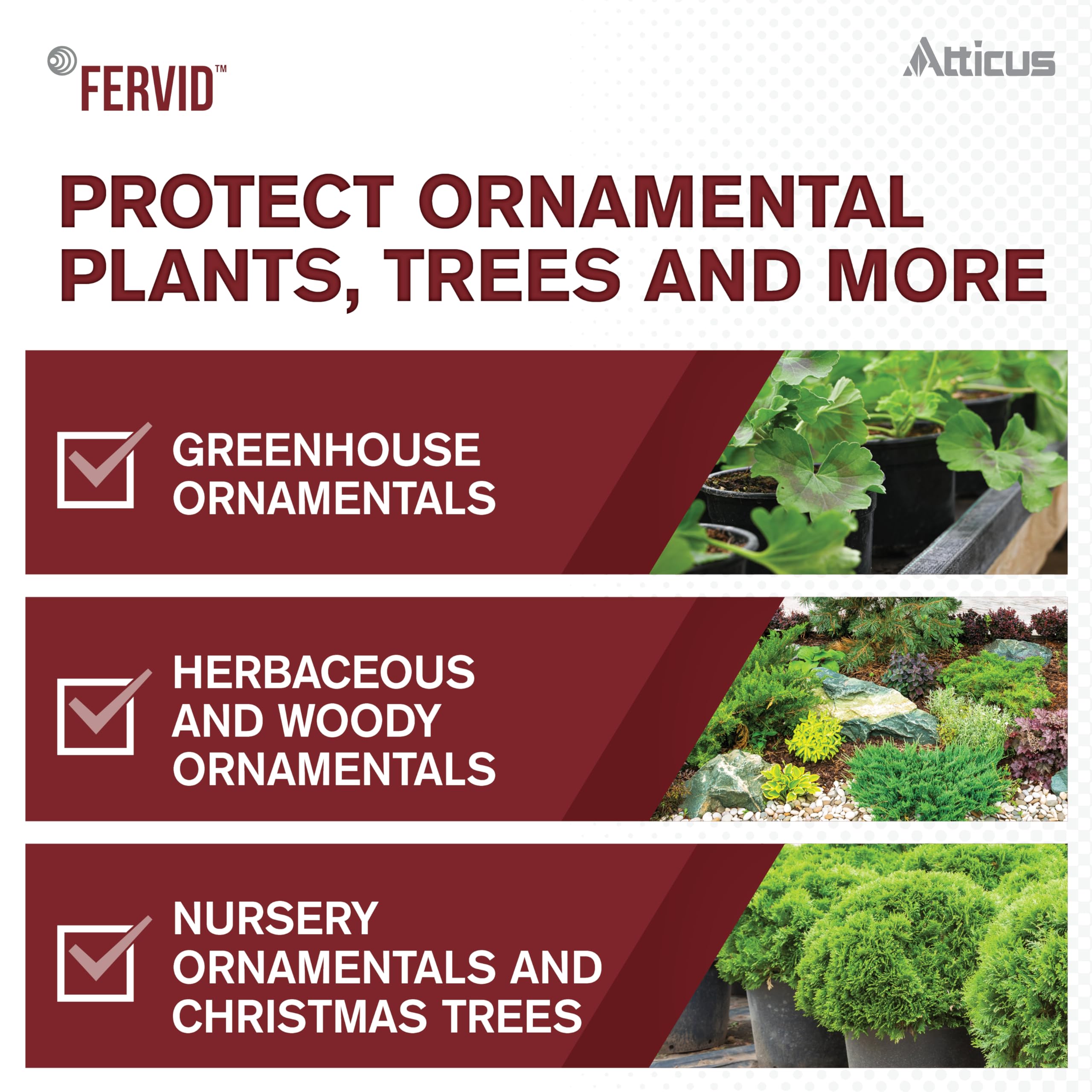 Atticus Fervid being sprayed on ornamental plants to suppress pests.