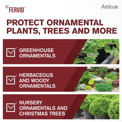Atticus Fervid being sprayed on ornamental plants to suppress pests.