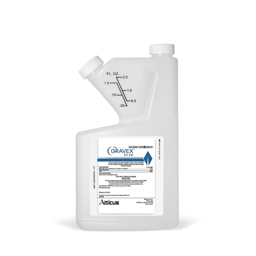 Atticus Gravex 20EW fungicide bottle for lawn disease protection.