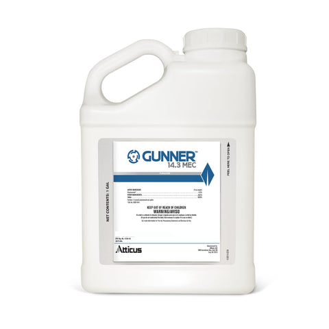 Atticus Gunner 14.3 fungicide bottle for broad-spectrum protection on lawns and ornamentals.