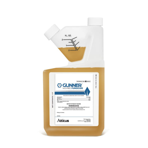 Atticus Gunner 14.3 MEC bottle pour demonstrates precise dosing for turf spraying