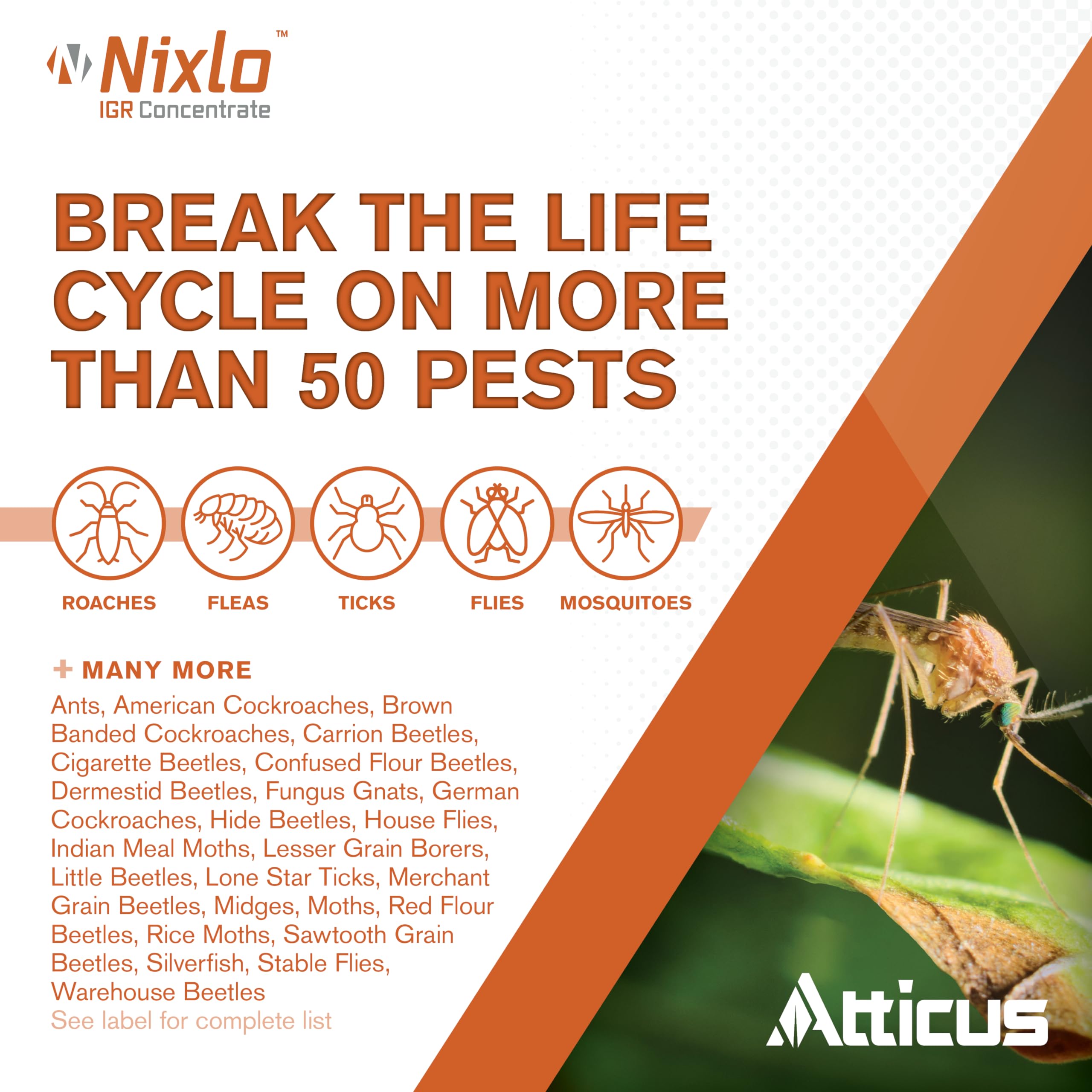 Atticus Nixlo IGR Concentrate label close-up highlights growth-regulating ingredient.