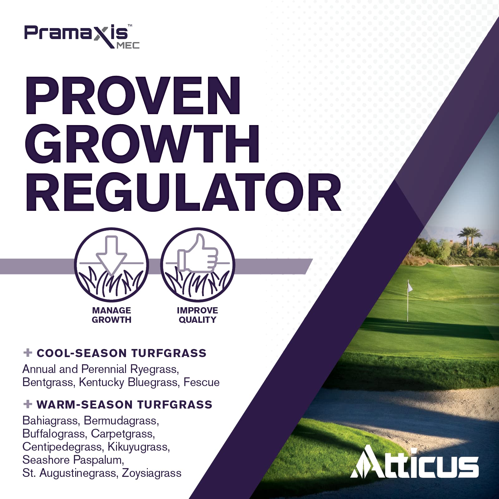 Atticus Pramaxis MEC on turf shows growth control for denser greens.