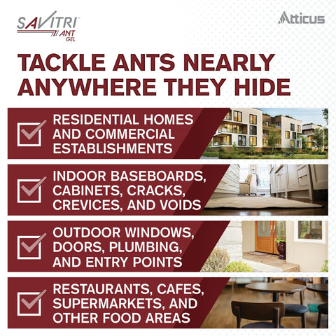 Atticus Savitri ant gel at outdoor entry points for exterior control