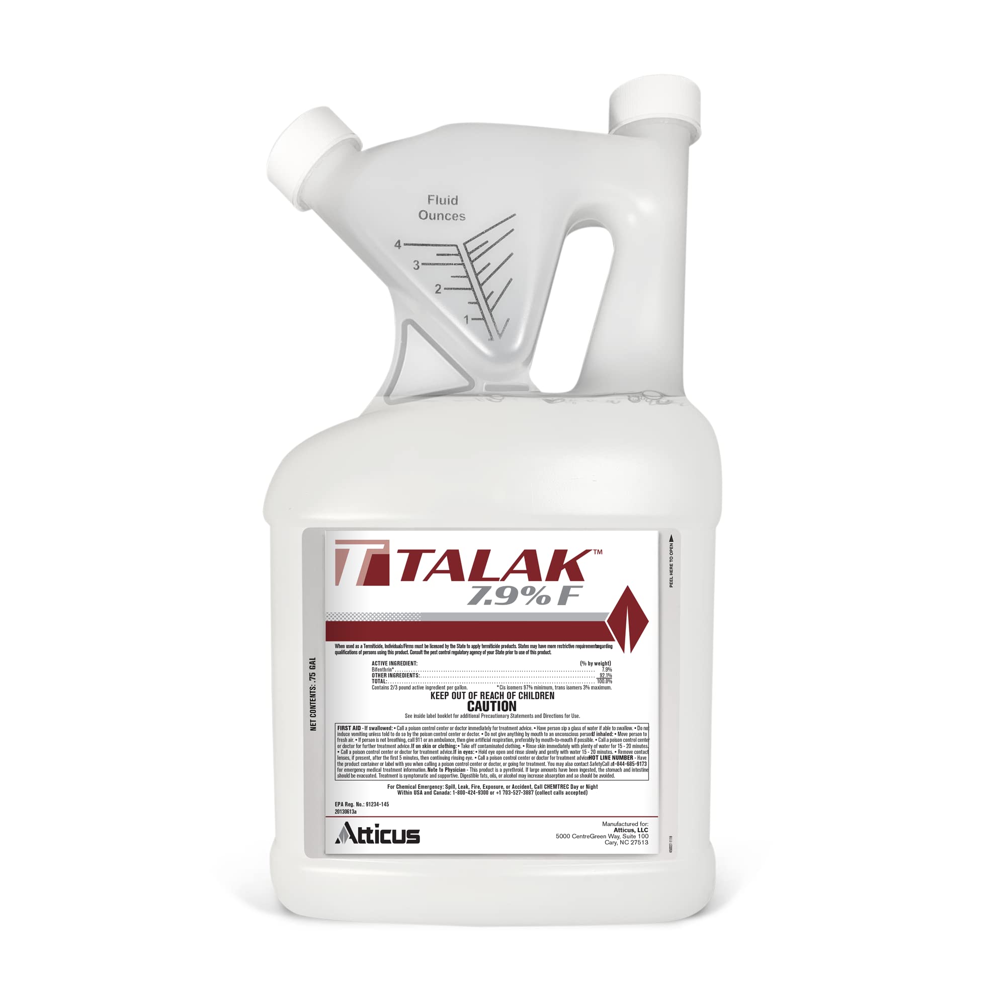 Atticus Talak 7.9 F bifenthrin concentrate bottle for indoor and outdoor pest control.