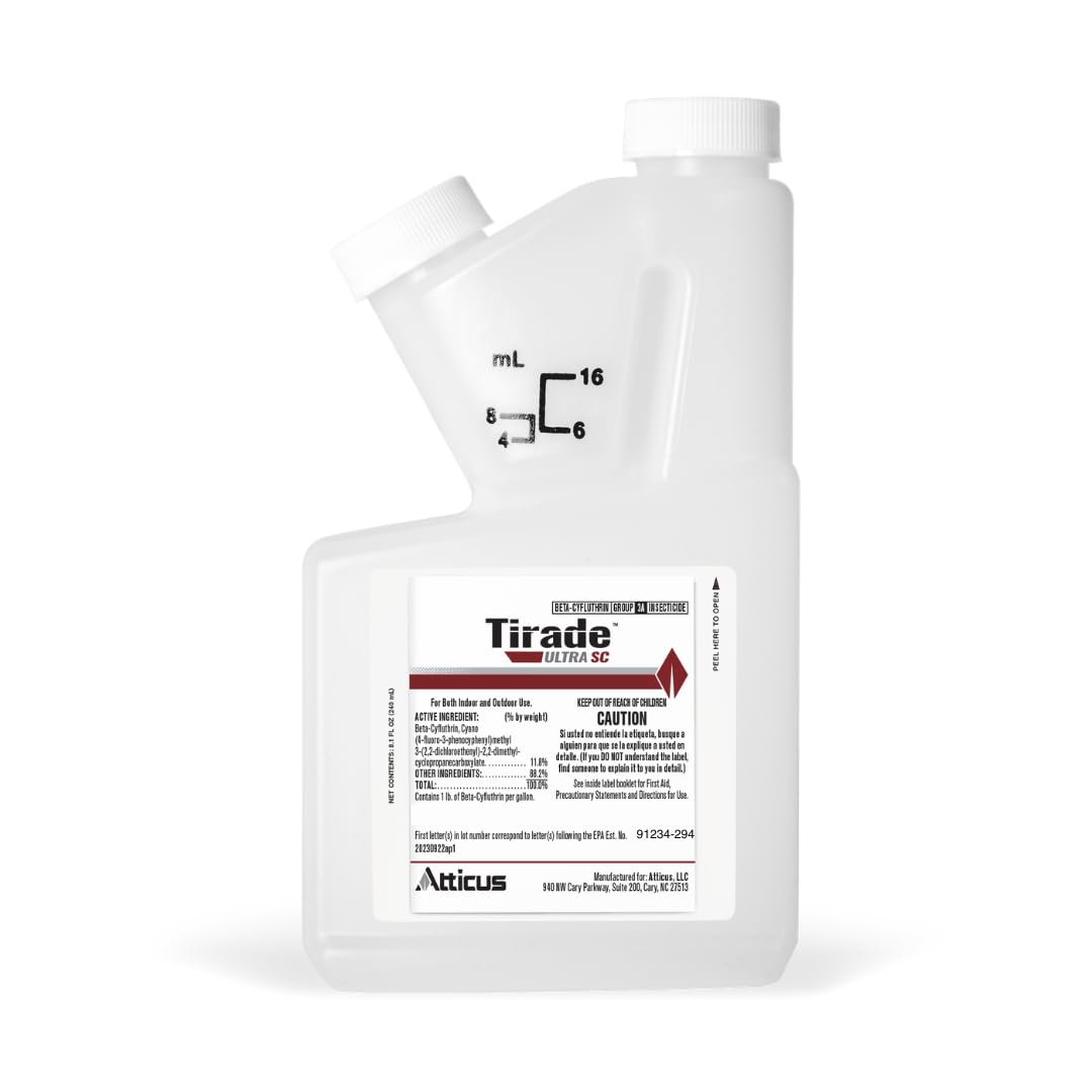 Atticus Tirade Ultra SC bottle front with label for indoor and outdoor pest control