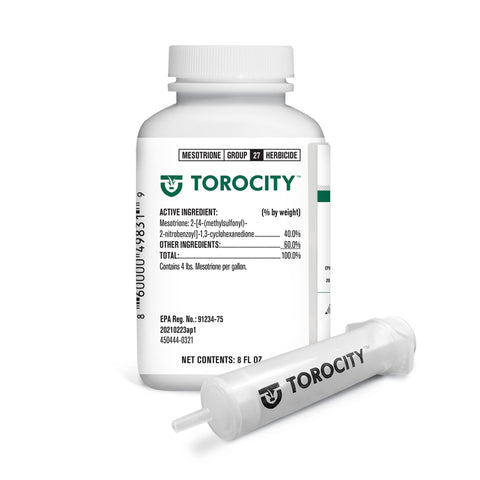 Atticus Torocity bottle label for mesotrione weed control on lawns