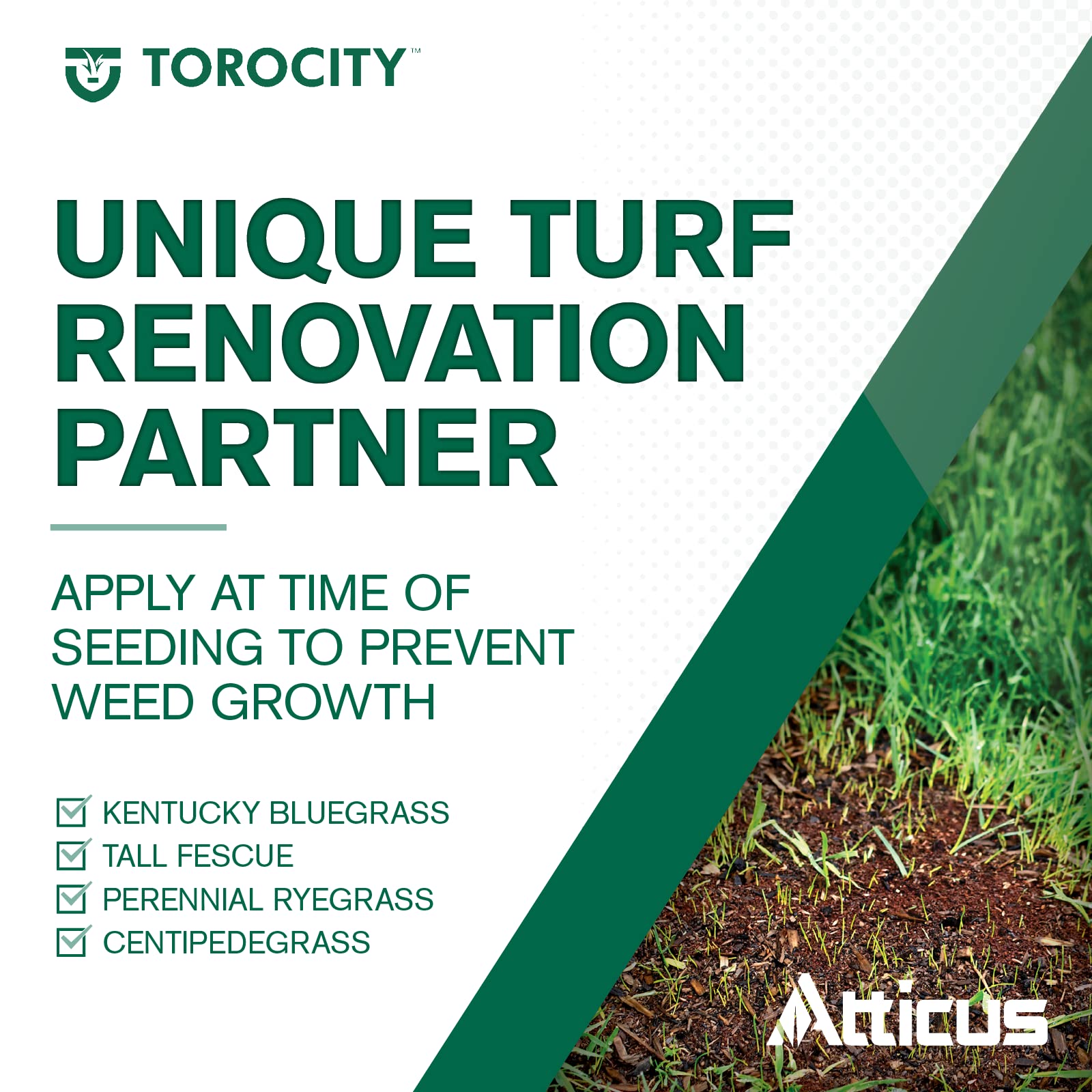 Atticus Torocity timing window graphic for pre- and post-emerge use.