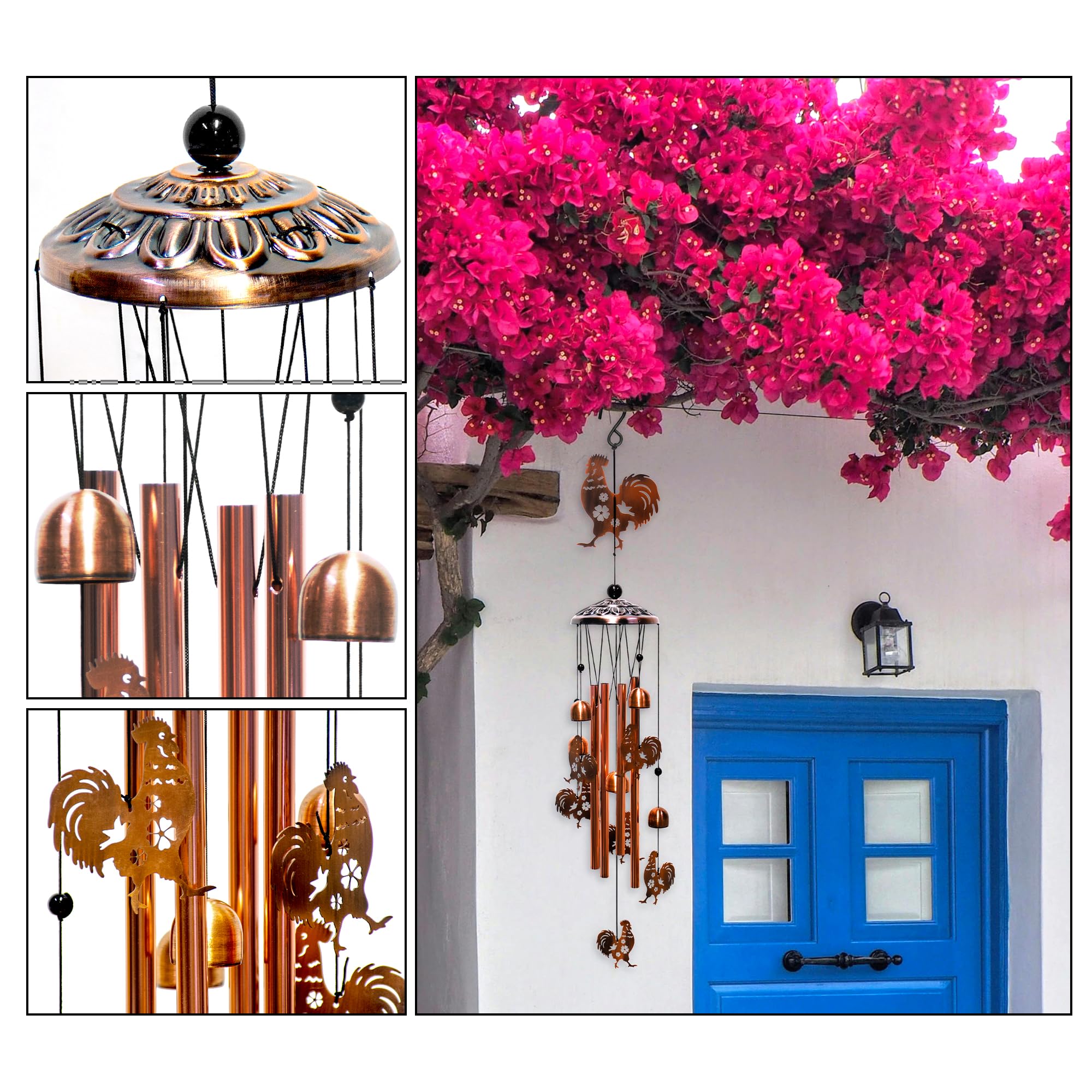 AttoShow chicken family wind chime set includes multiple figures