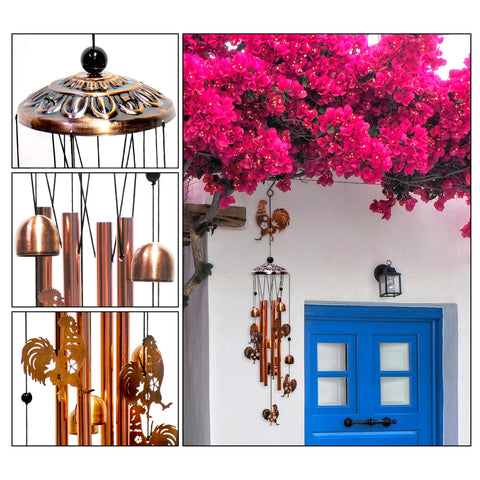 AttoShow chicken family wind chime set includes multiple figures
