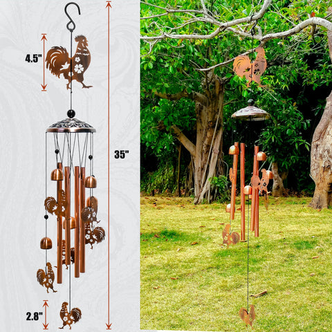 AttoShow hollow-out chicken wind chime design for porch display