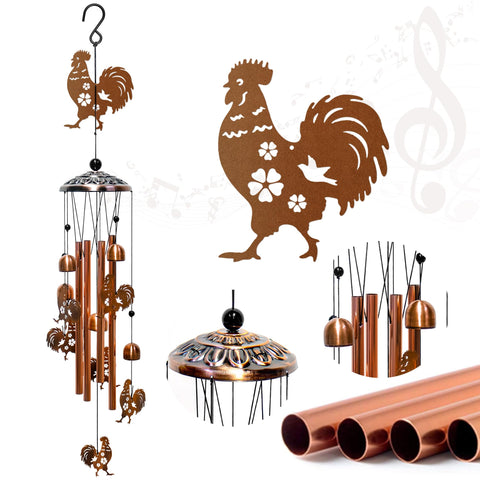 AttoShow chicken wind chime outdoor bronze finish for garden decor