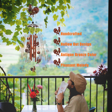 AttoShow durable weather-resistant chicken wind chime for year-round use