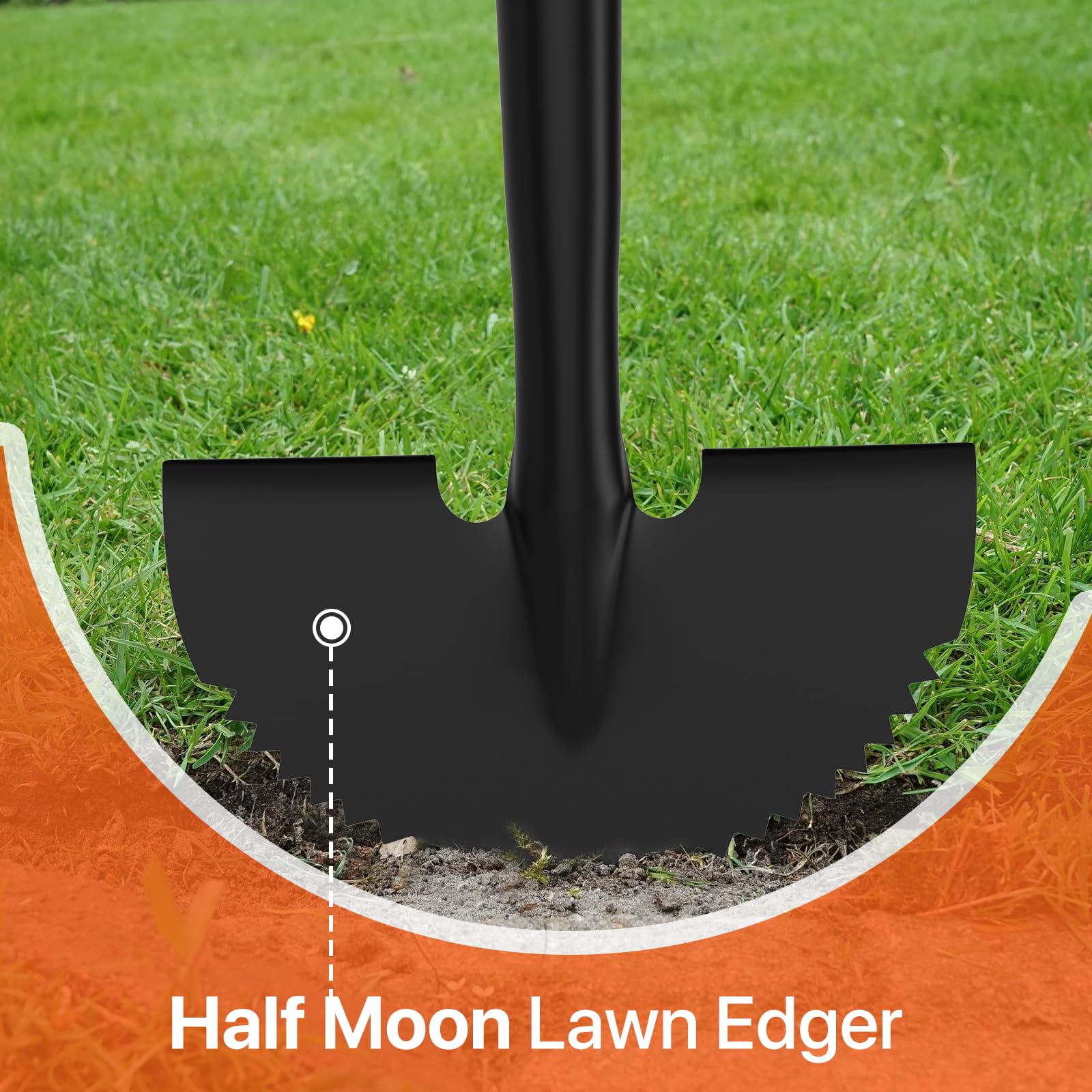 ATUHOLA saw-tooth blade for easy ground penetration and durable edging.