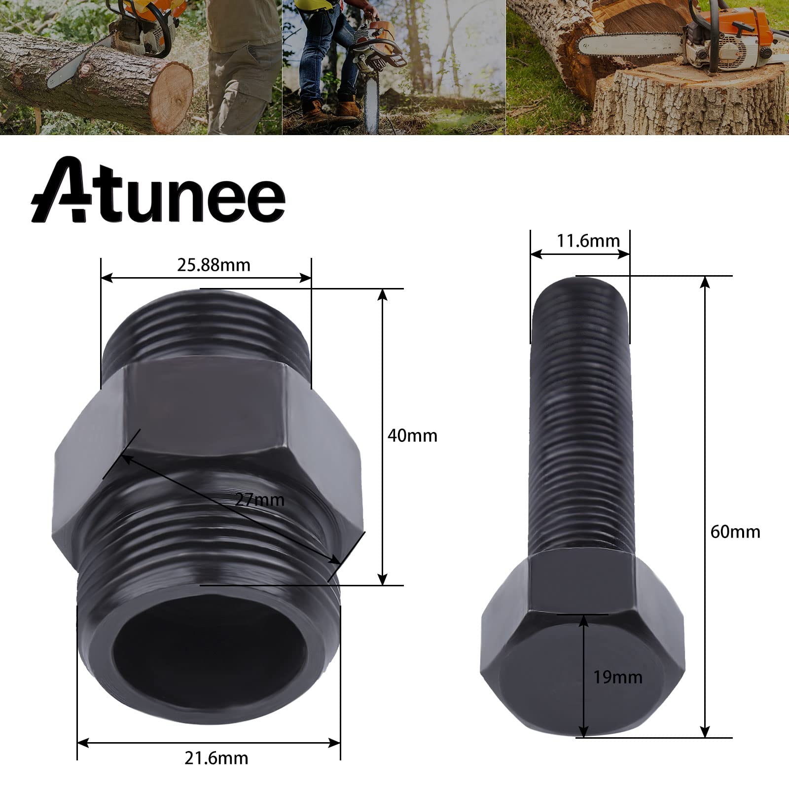 Atunee 22 mm thread engagement on Stihl puller ensures secure rotor removal