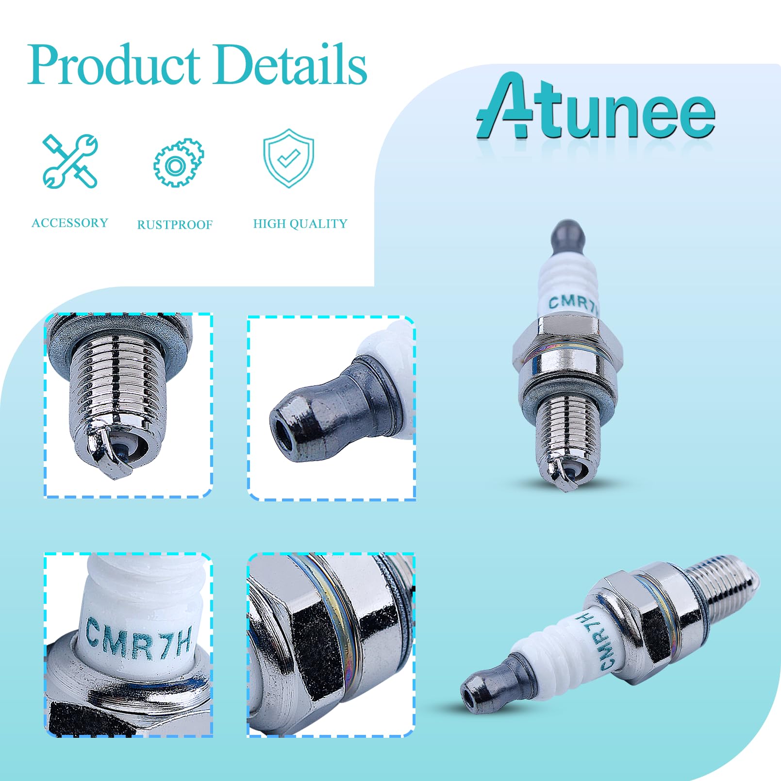 Atunee packaging showing 10-pack spark plugs.