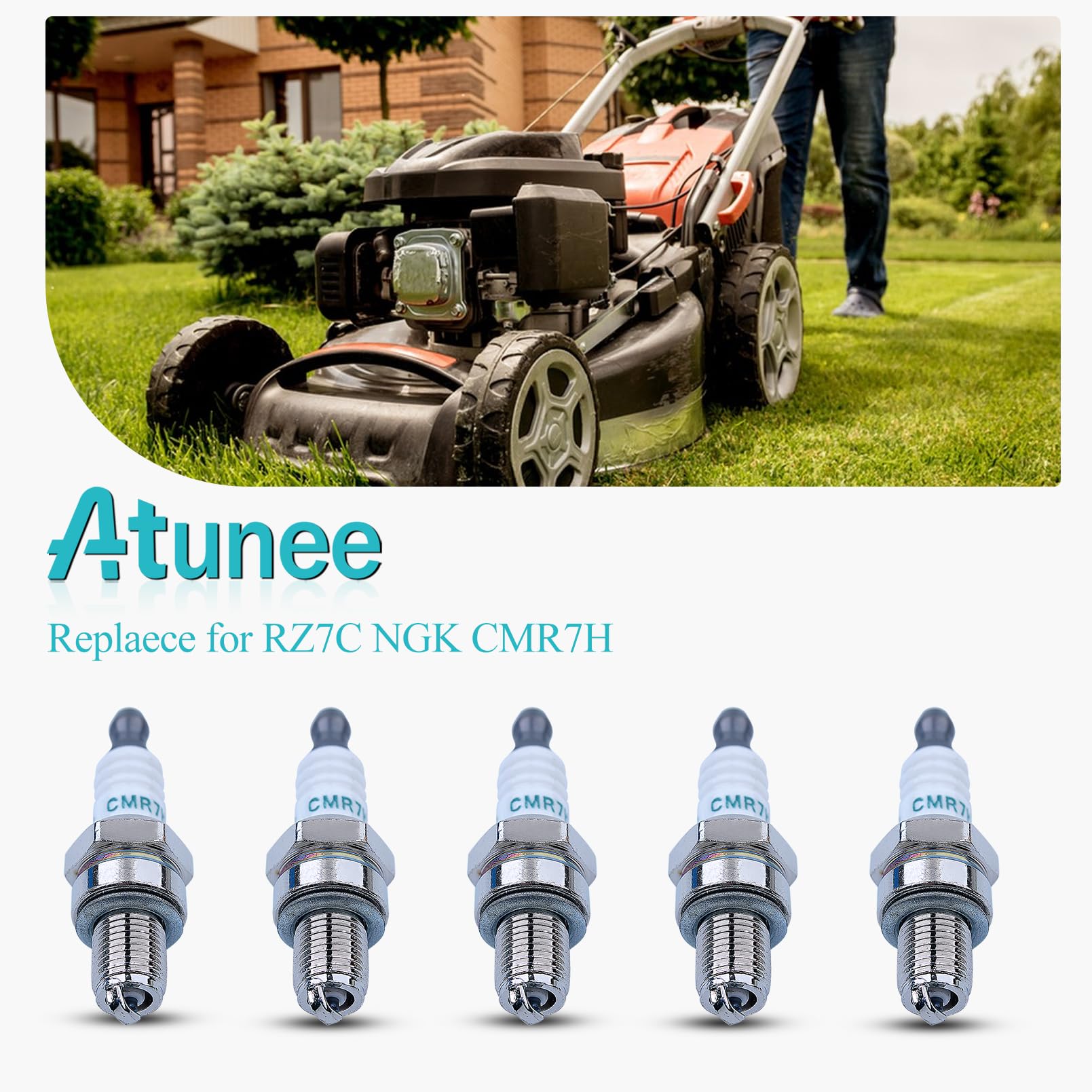 Atunee Husqvarna-compatible spark plug ready for outdoor tools.