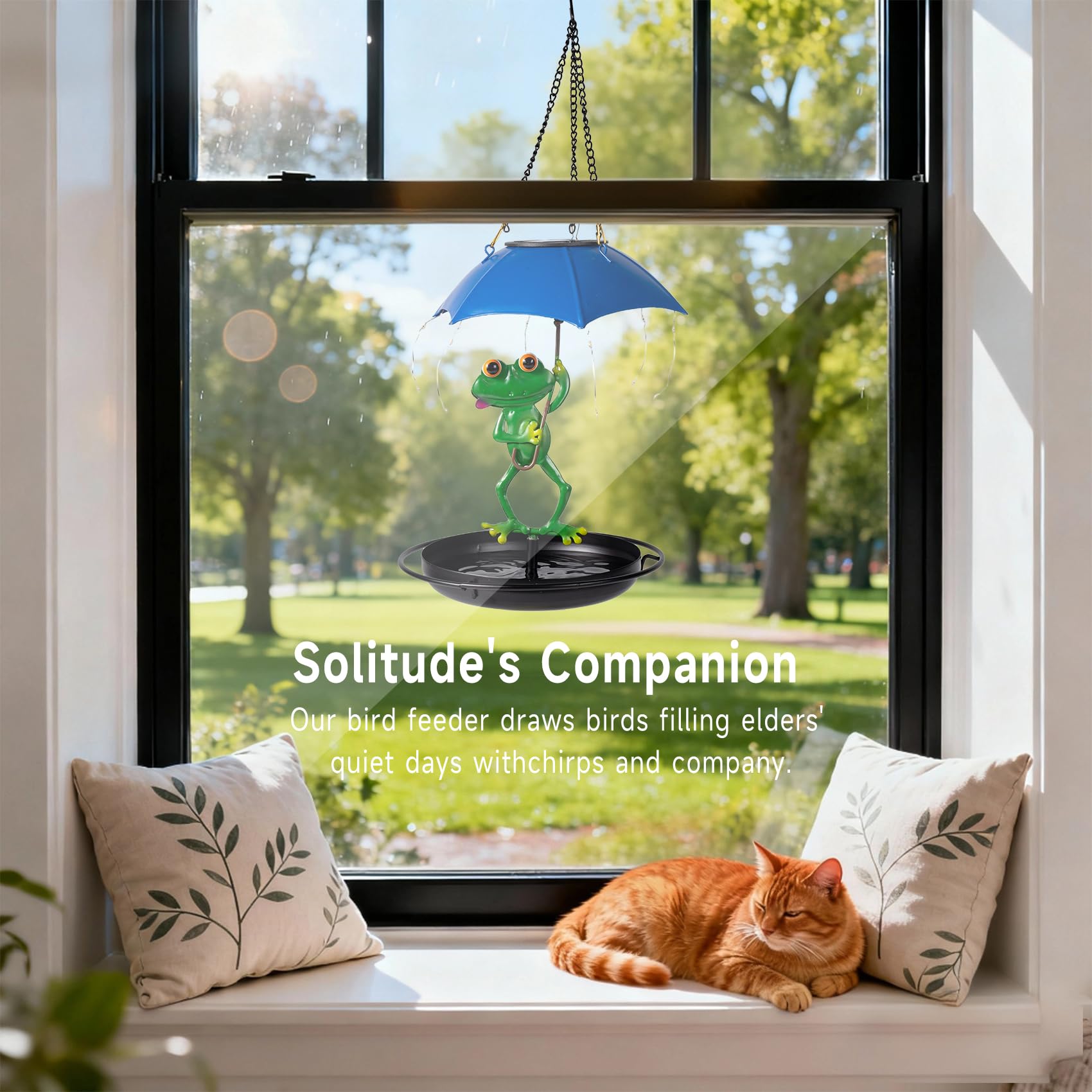 ATZNWX durable metal-frame feeder withstands rain and sun through seasons.