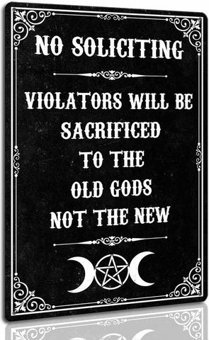 AUCIO No Soliciting Sign outdoors with Halloween style for curb appeal.