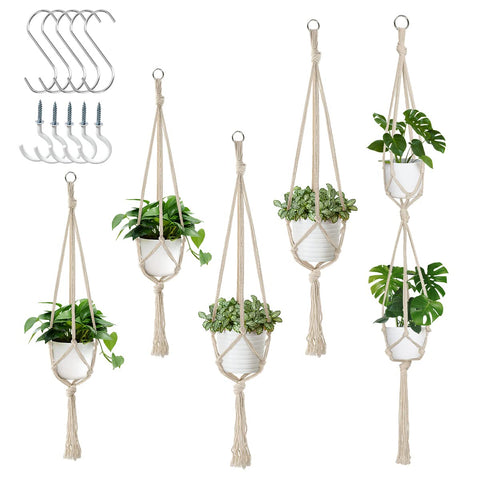Auckpure macrame plant hangers 34-inch setup for space-saving decor