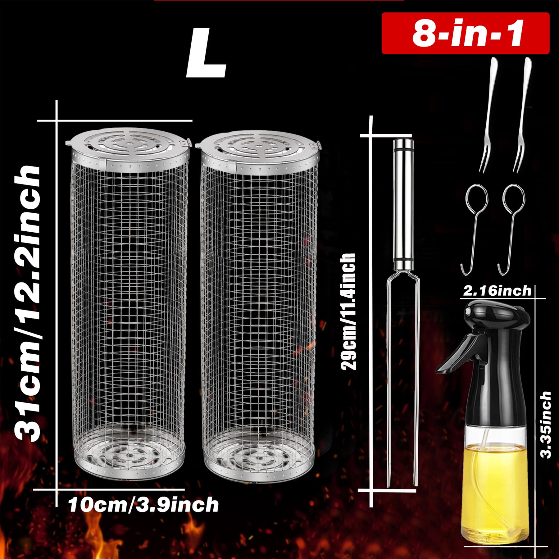 Stainless steel mesh, 0.8mm thick, durable grilling basket for safe cooking.