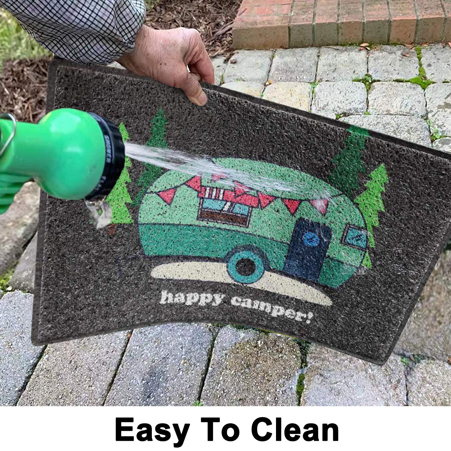 Aucuda camping door mat for indoor outdoor use dries quickly.