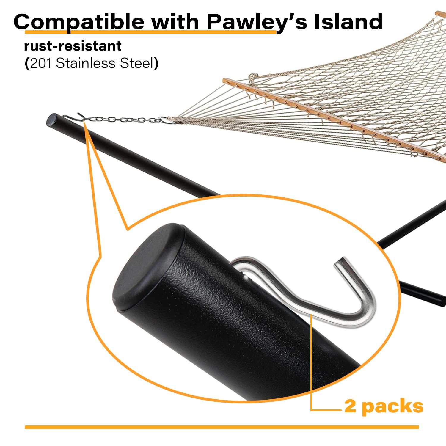 Aucuqu 201 stainless steel hammock hook demonstrating outdoor durability.