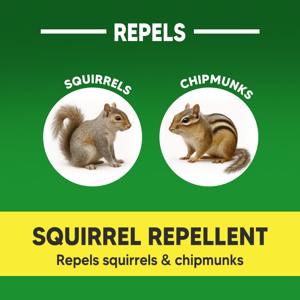 AUDQQM Squirrel Repellent bag close-up showing plant-based formula safe for families