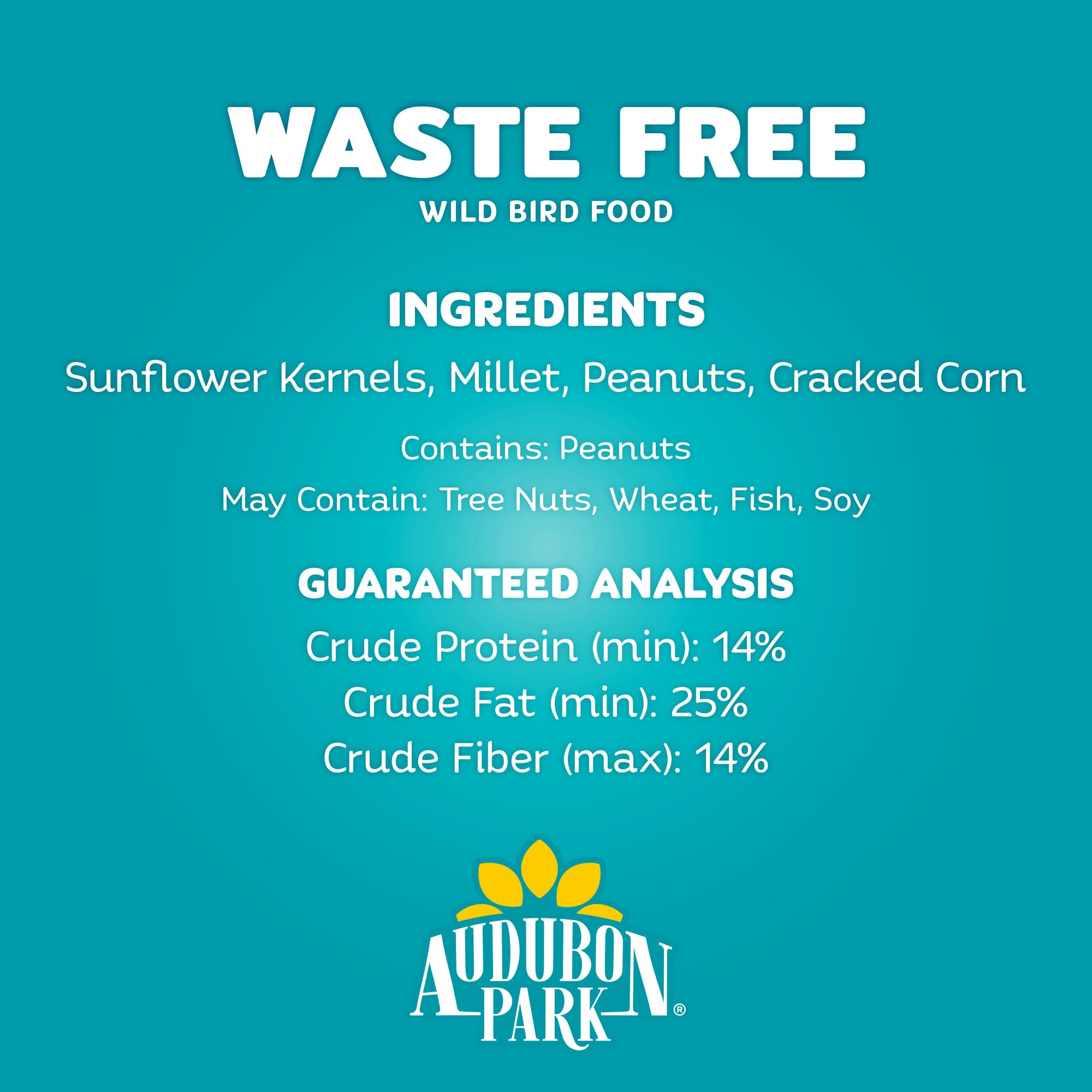 Audubon Park hopper feeder scene emphasizing tidy feeding underneath.