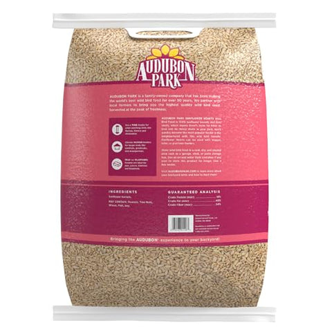 Audubon Park Sunflower Hearts in a feeder, easy to pour and attract finches