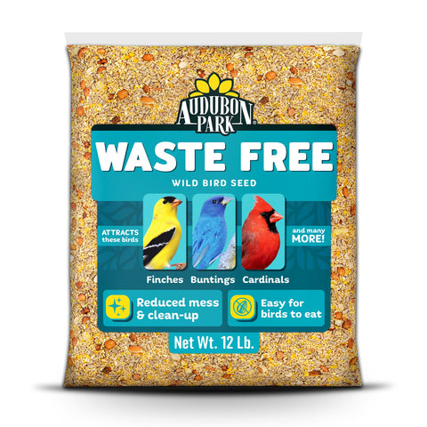 Audubon Park Waste Free Seed bag shown for tidy outdoor feeding.
