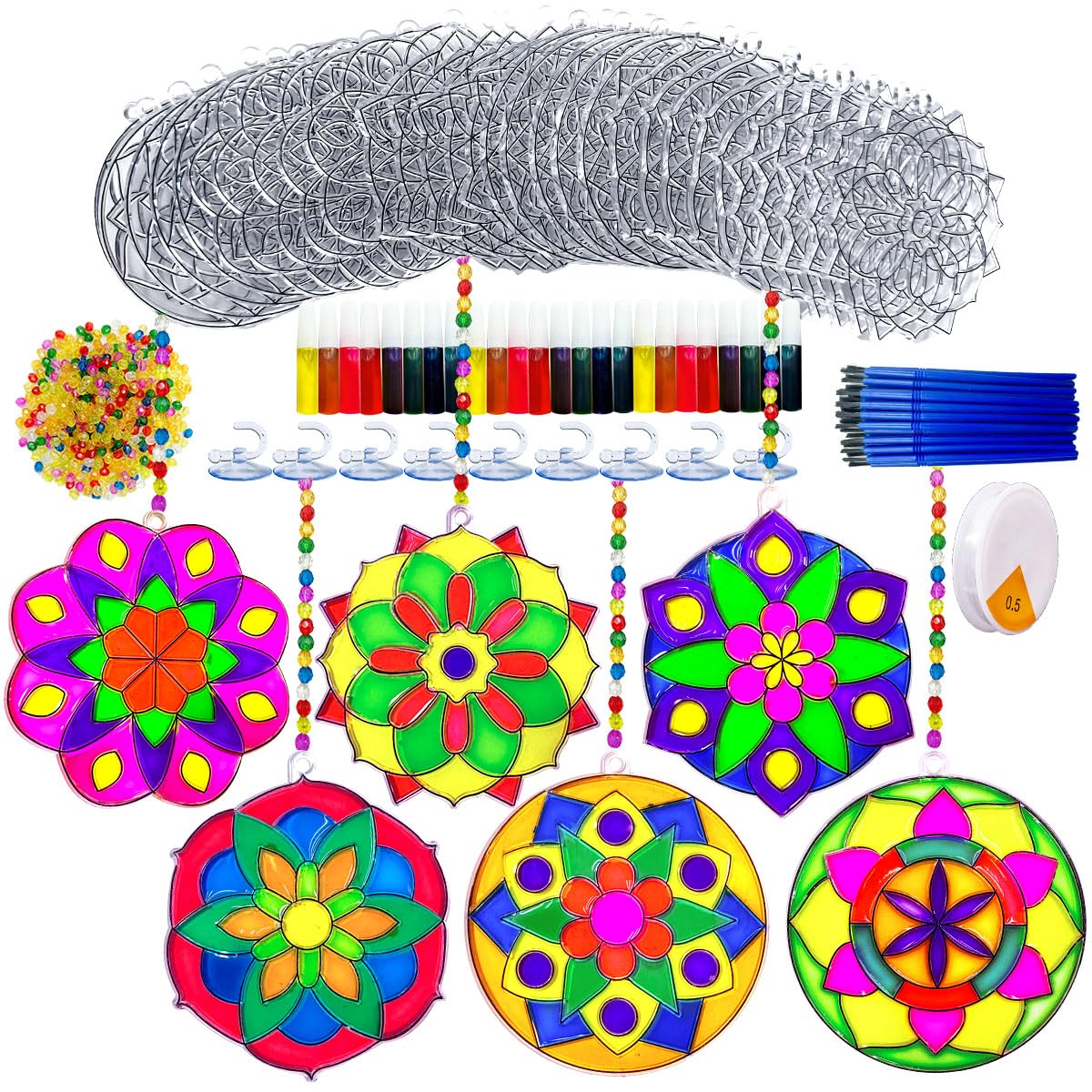AUEKIV Mandala Suncatchers 30 sets illuminate windows with colorful light