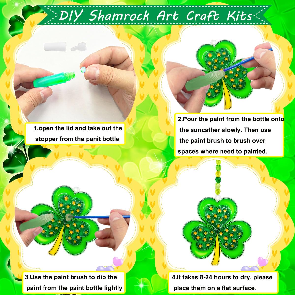 AUEKIV four-leaf clover suncatcher creates shimmering rainbow reflections.
