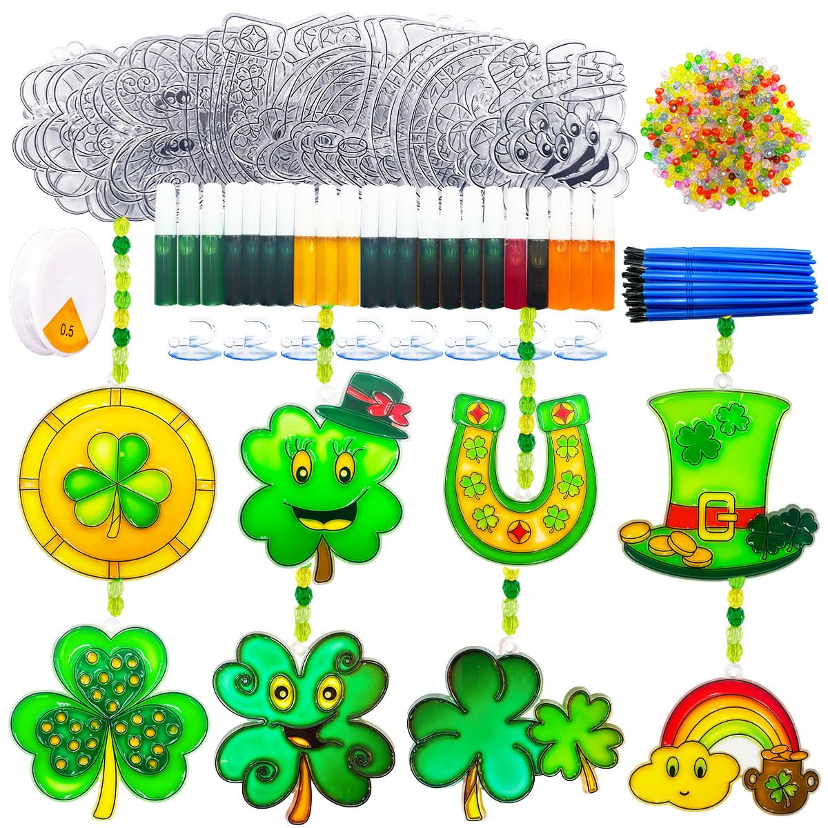 AUEKIV lucky shamrock suncatcher shines as sunlight streams through its colorful design.
